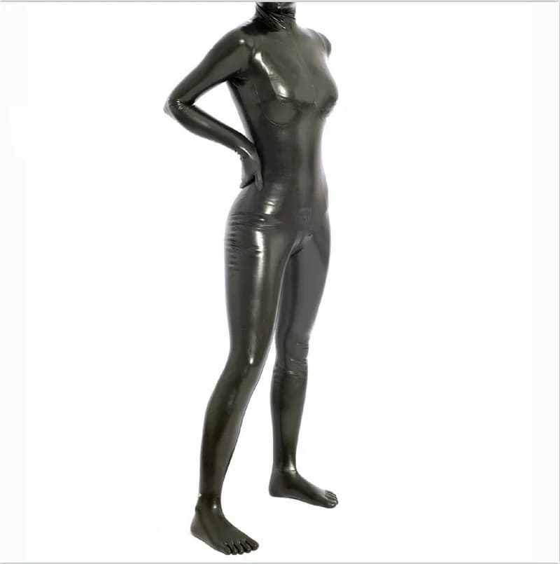 Catsuit in lattice sexy fatto a mano con cerniera posteriore, tuta fetish in gomma per uomo e donna con calzino a cinque dita, seno 2D/3D, senza cappuccio