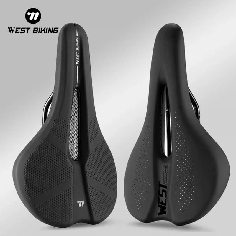 Sella da Ciclismo Ergonomica WEST BIKING, Cuscino Corto e Cavo Traspirante, Ammortizzazione ad Alto Rimbalzo, Impermeabile, per MTB e Bici da Strada