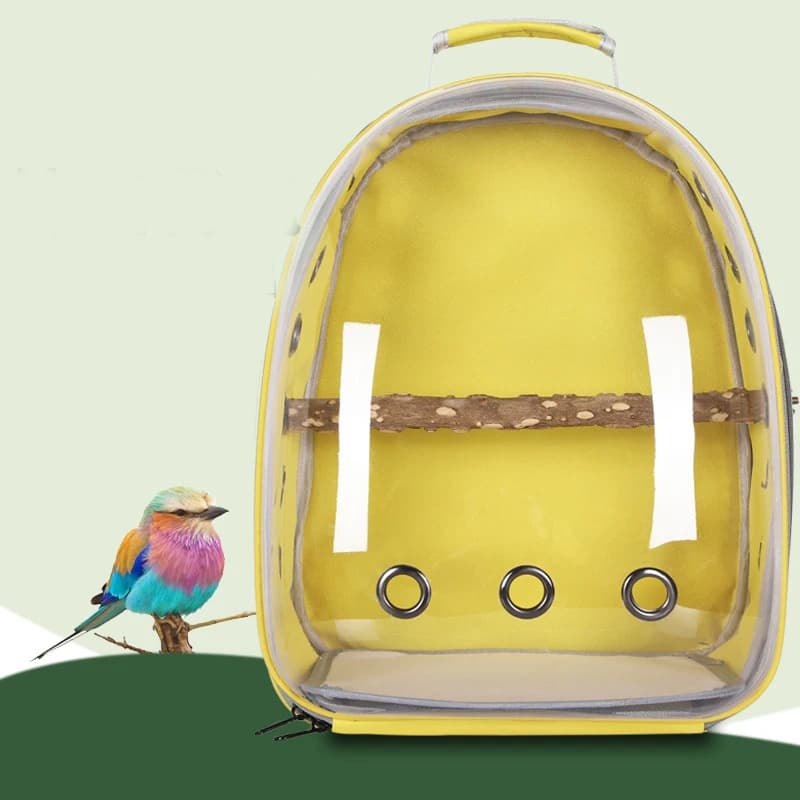Borsa per il trasporto degli uccelli per animali domestici Zaino trasparente Piattaforma persico Gabbia per pappagalli Forniture per uccelli per parrocchetti Cockatiel Budgie Lovebirds