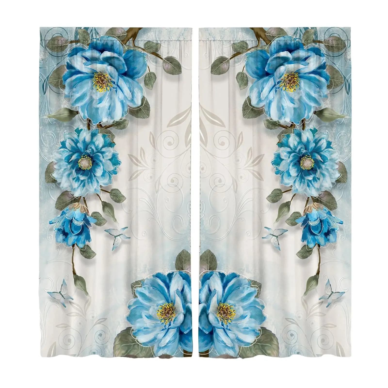 Pair of Curtain Washable Quick Drying Treatment Sets Window Polyester Drapes for Decoration Living Room Dining Bedroom Clubs