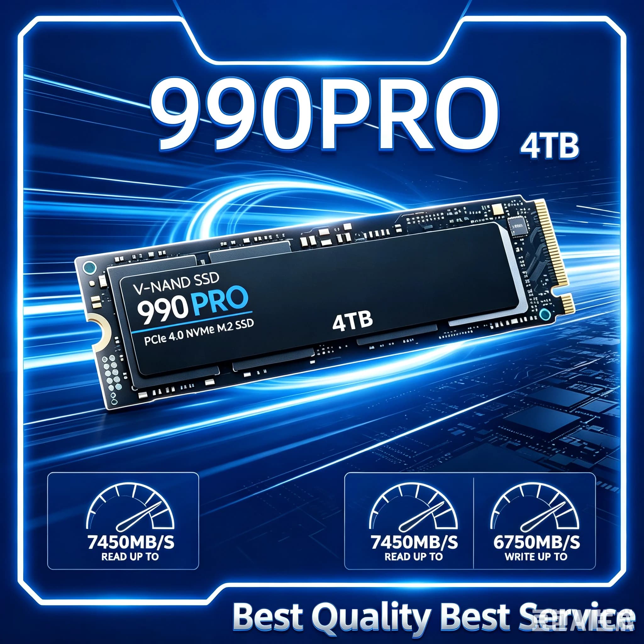 Genuine 990 PRO NVMe M.2 2280 SSD 512G‑4TB PCIe Gen4 7450MB/s High‑Performance Disk Perfect For PS5 Console Gaming PC Laptops