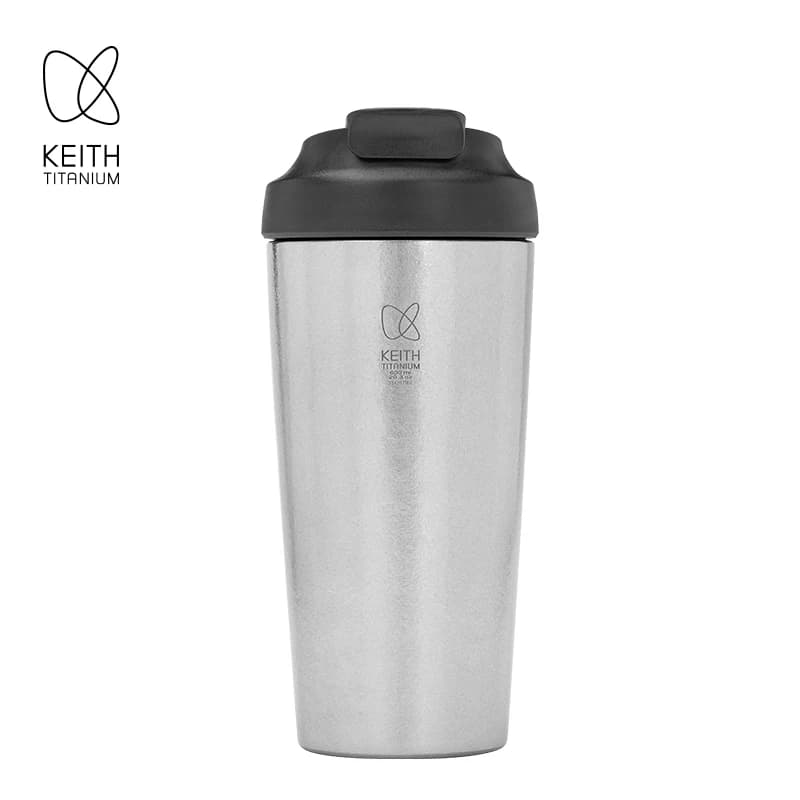 KEITH Tazza Termica in Titanio Puro 600ml, Doppio Uso, Chiusura Ermetica con Un Solo Tocco, Ultraleggera, Portatile, per Auto, Ufficio, Esterni, Uso Quotidiano