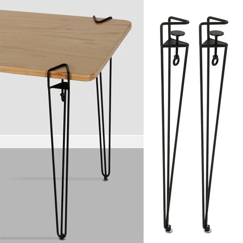 4 pz/set di supporto da tavolo in metallo nero fai-da-te staccabile portatile per uso domestico tavolo da pranzo semplice senza spese di supporto per la perforazione