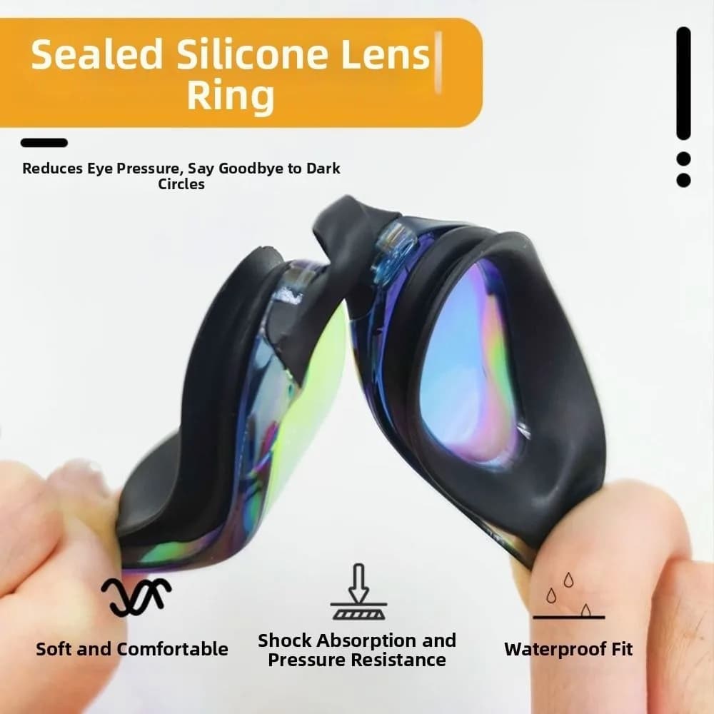 HD Vision Adult Swimming Goggles Adjustable Electroplated Anti-fog Diving Goggles Wide View Non-slip Waterproof Eyewear