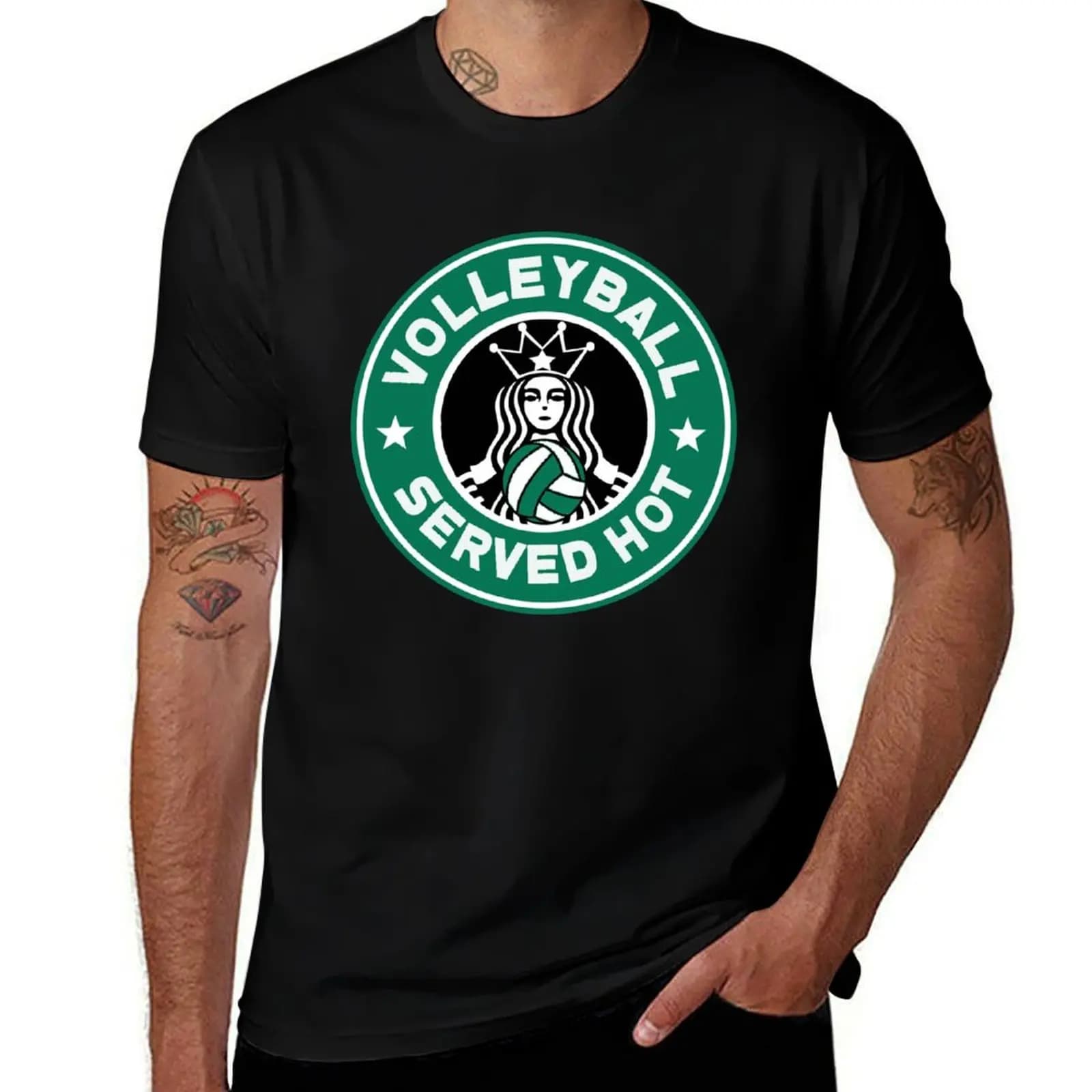 T-shirt con logo Volleyball Served Hot, T-shirt da viaggio ad asciugatura rapida