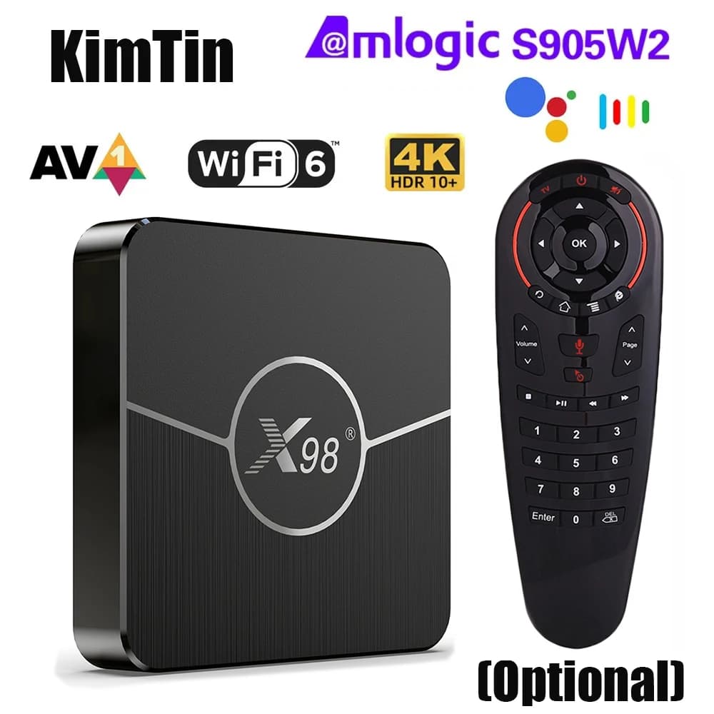KimTin W2 ATV TV Box Android 11 Amlogic S905W2 supporto 4K AV1 2.4 e 5G Wifi BT con Google Voice Remote 2 g16g 4 g32g 64G Smart TV Box