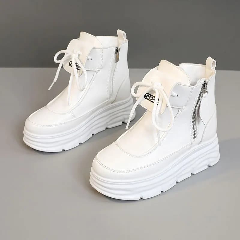 Nuove Scarpe da Skate Primaverili e Autunnali con Suola Spessa, Colore Unito, Semplici e Comode per Donna
