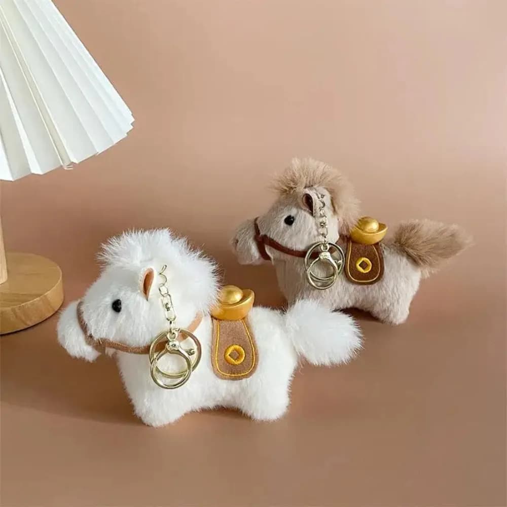 Simpatico Yuanbao Pony Peluche Portachiavi Pony Anno di Cavallo Capelli Lunghi Peluche Cavallo Ciondolo Peluche Borsa Morbida Ciondolo Borsa Fascino
