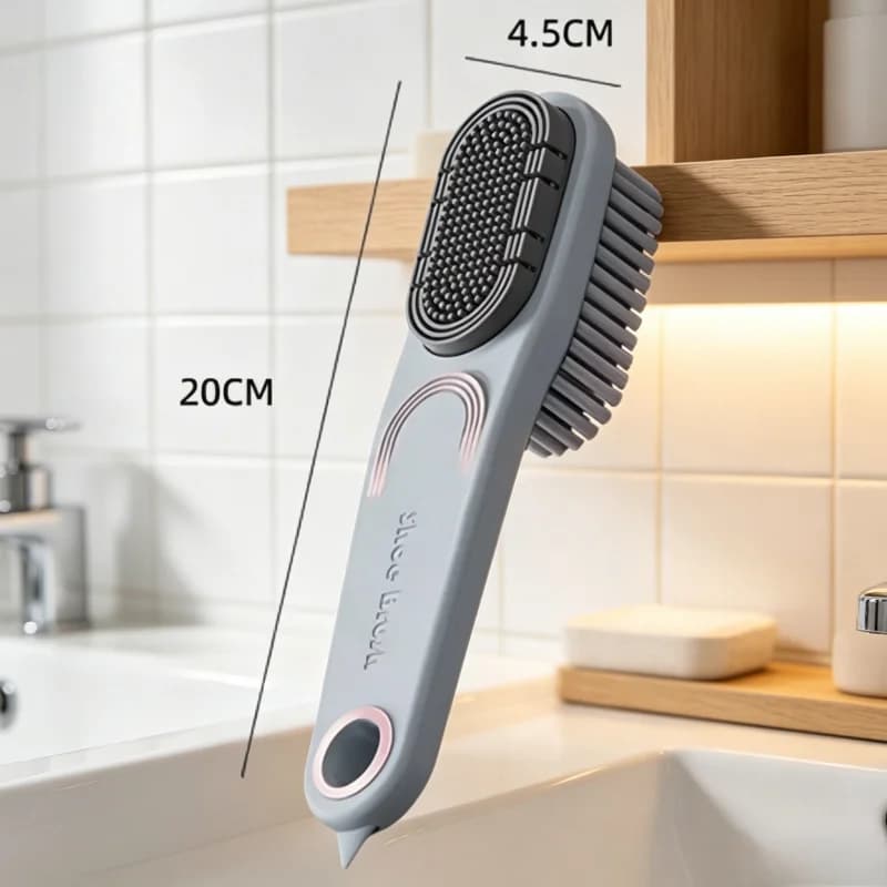 Double-Sided Rubber Shoe Brush, Soft Bristles, Waterproof Tool for Shoe Cleaning and Care
