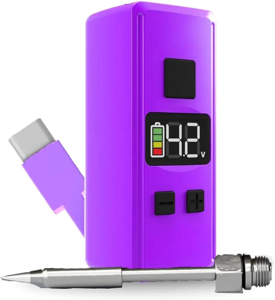 Mini Saldatore Ricaricabile a Penna con USB-C, Voltaggio Regolabile 1.5V-4.2V, Display LED, Punta Rimovibile per Circuiti Stampati