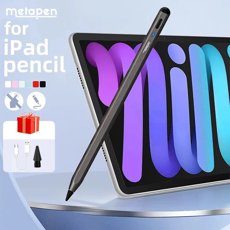 Penna Stilo Metapen A8 per iPad 2018-2026 con Rilevamento del Palmo, Display di Carica, Accessori per iPad/iPad mini/iPad Pro
