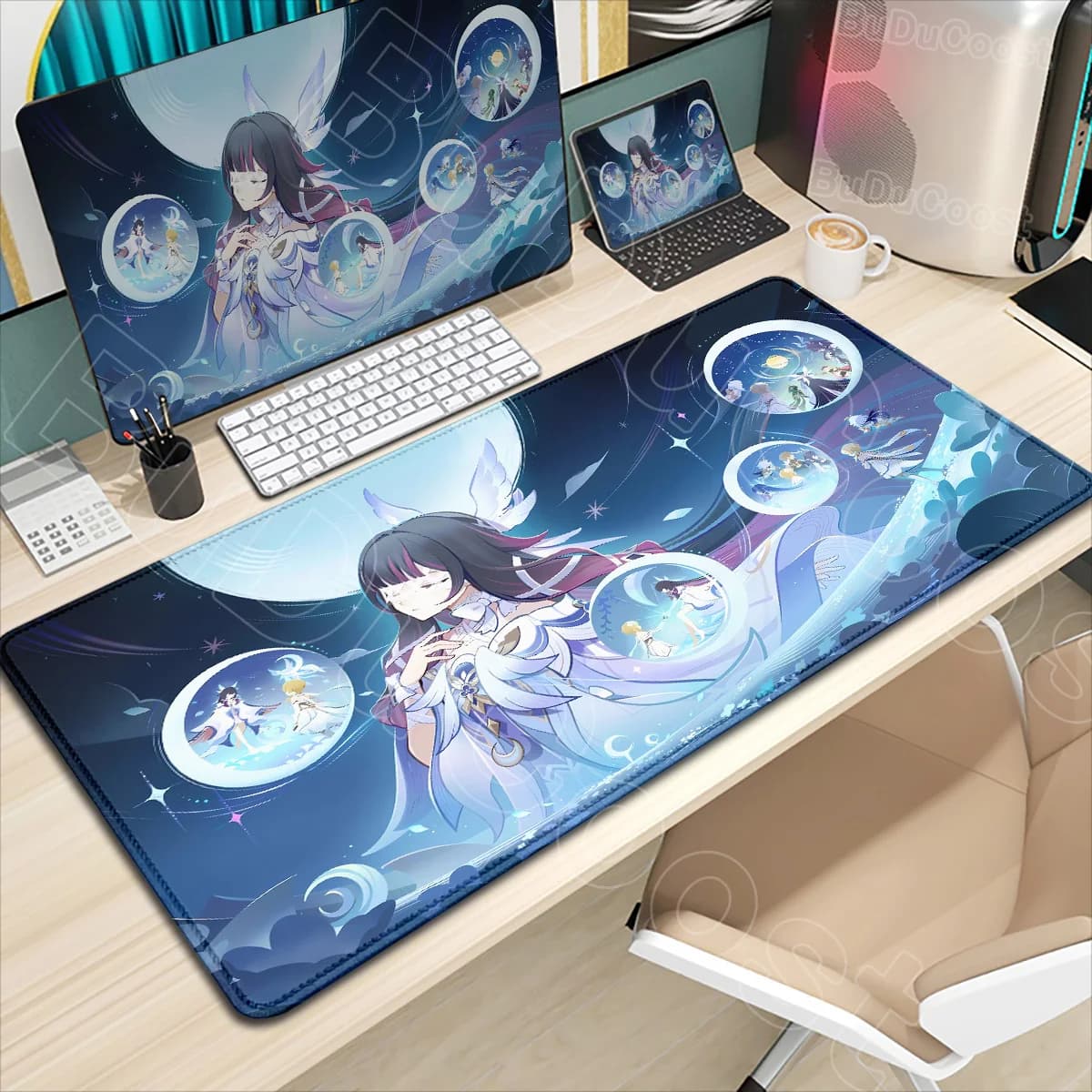 2026 Nuovo Kawaii Genshin Impact Columbina Mouse Pad Gaming Lock Edge Gioco per computer Grande tappetino per mouse in gomma Laptop 900x400 Tappetino da scrivania
