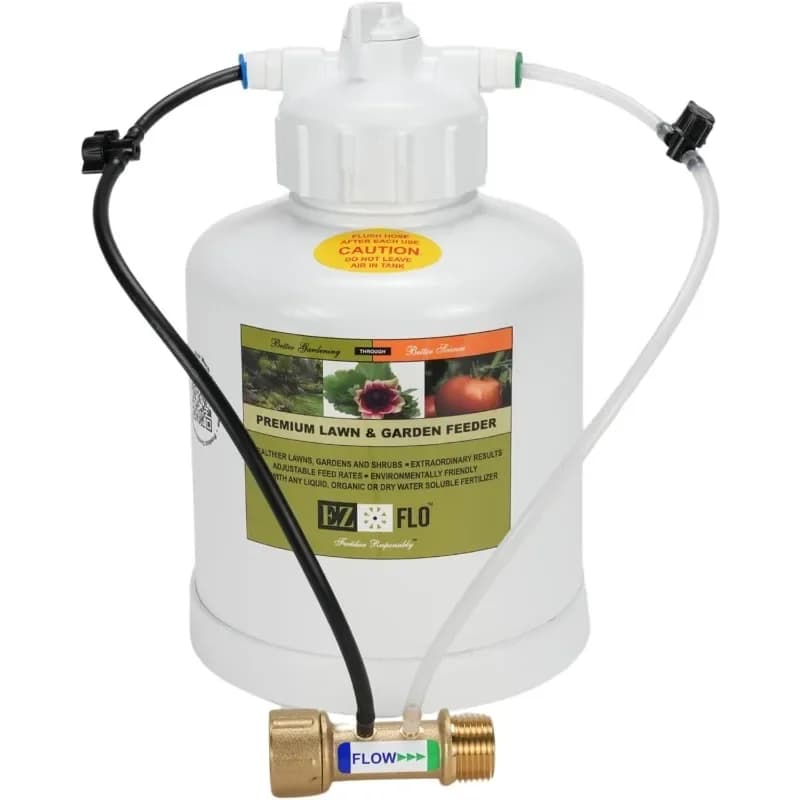 Sistema di collegamento per tubo e gocciolatore per iniettore di fertilizzante EZ‑FLO da 1 gallone, copertura fino a 16.000 piedi quadrati, connettore GHT da 3/4″
