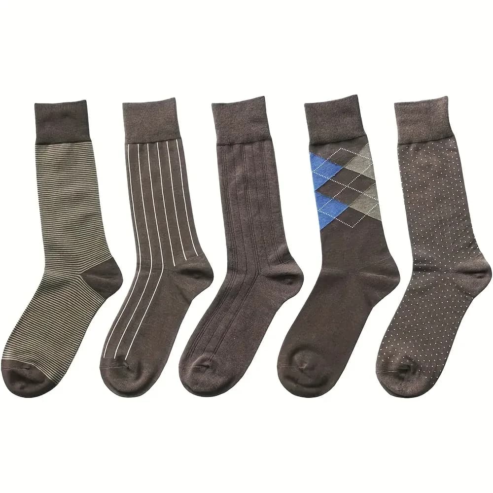 Enjoy Freshness and Comfort with 5 Pairs of Moisture-Wicking Anti-Odor Dress Socks for Men - Funny Business Crew Socks crew socks