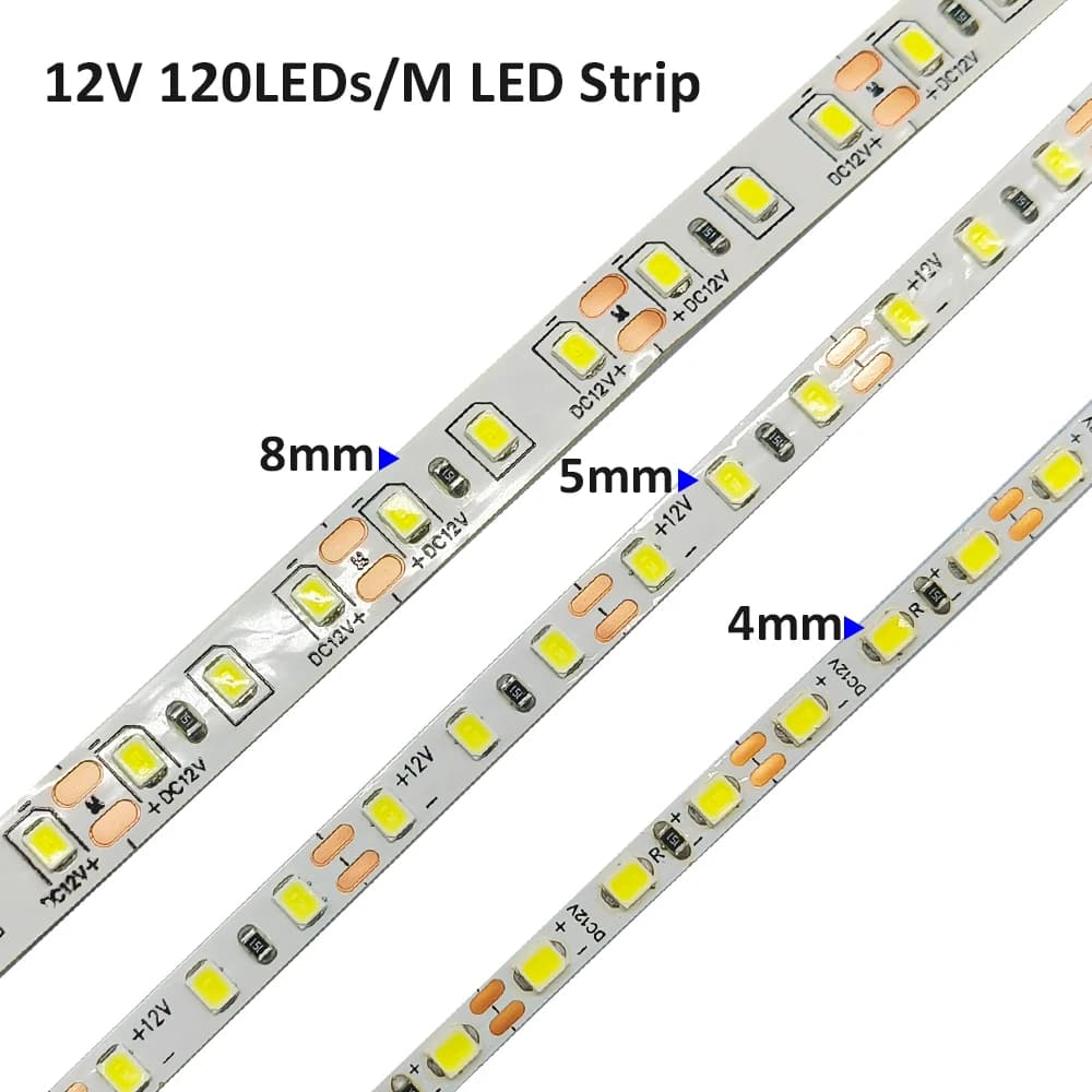 Striscia LED 12V 5m SMD 2835 5mm 8mm, Nastro LED Flessibile per Illuminazione Decorativa Interna