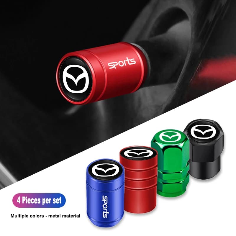 Tappi in Metallo per Valvole Pneumatici Auto, Copri Valvole in Alluminio per Mazda 2 6 3 CX5 CX80 CX70 CX90 MX30 CX60 CX50 CX30 BT50