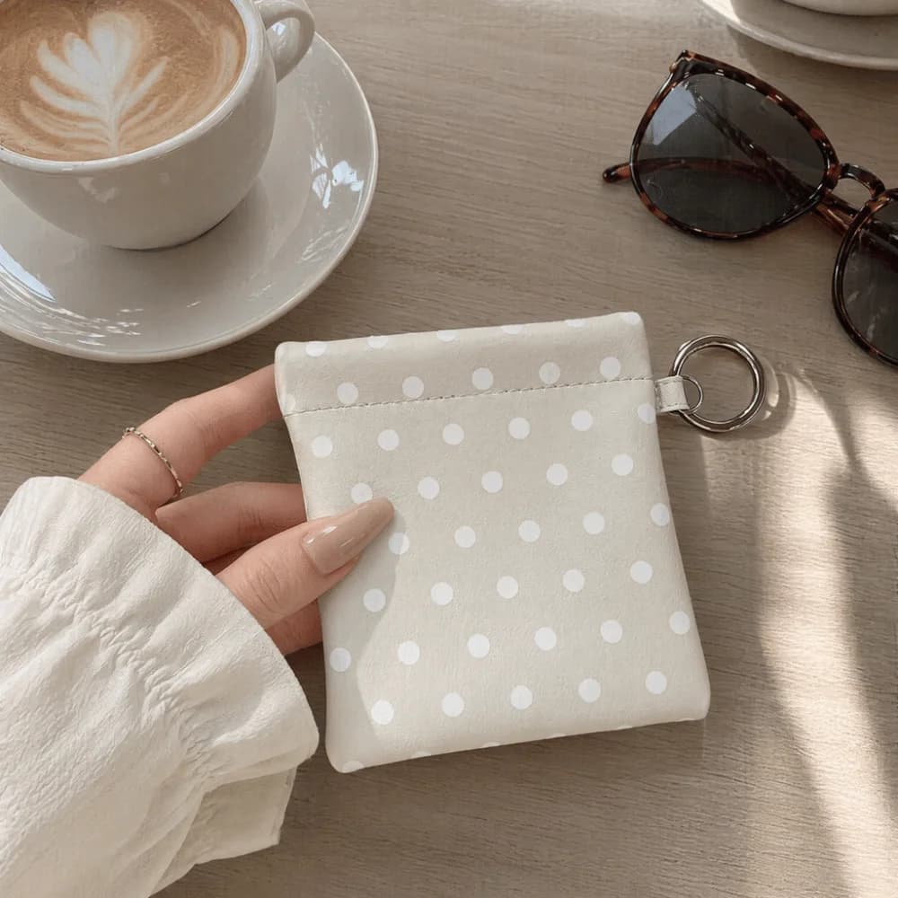 Classica Borsa Portaoggetti in PU con Chiusura Automatica, Portatile, di Piccole Dimensioni, Pochette per Rossetto da Appendere, Portacarte Carino per Uso Quotidiano