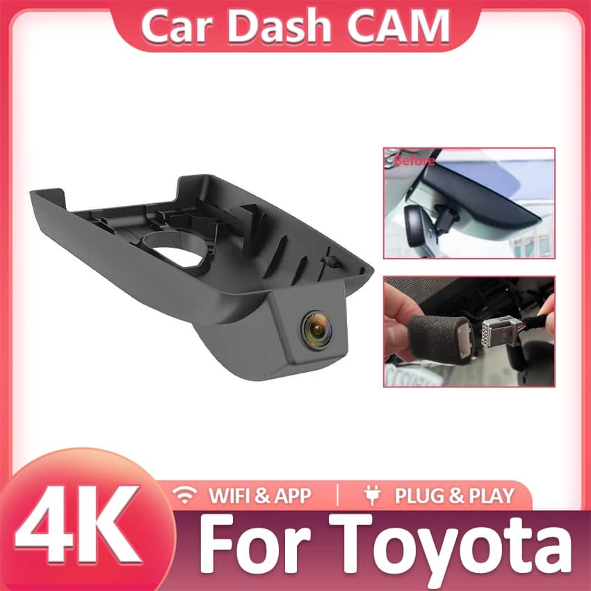 Auto DVR Wifi 4K Dash Cam Camera Simple Installation for Toyota RAV4 Xa40 GXL 2016 2017, Car Accessories