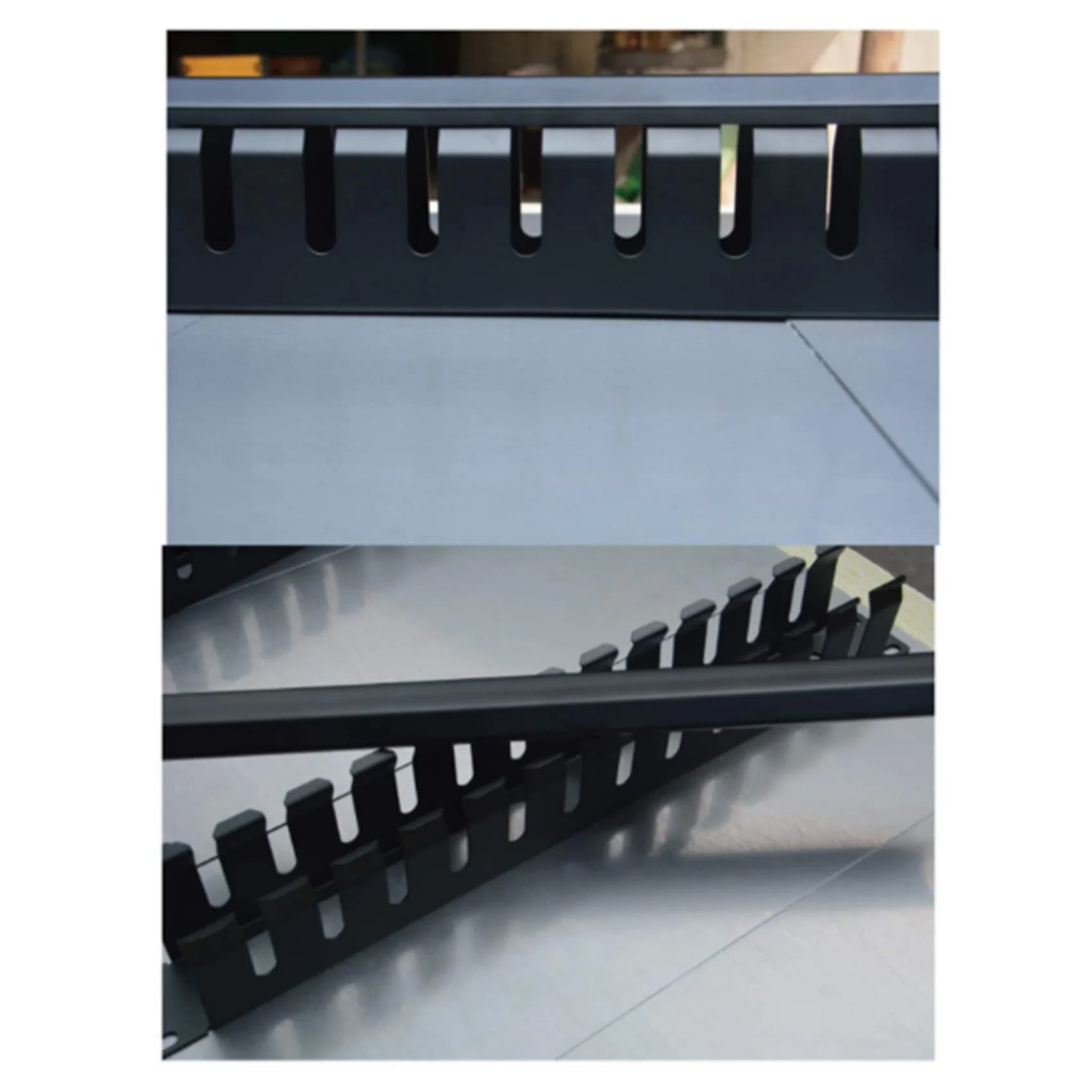 2X 1U Cable Management Horizontal Mount 19 Inch Server Rack , 12 Slot Metal Finger Duct Wire Organizer With Cover
