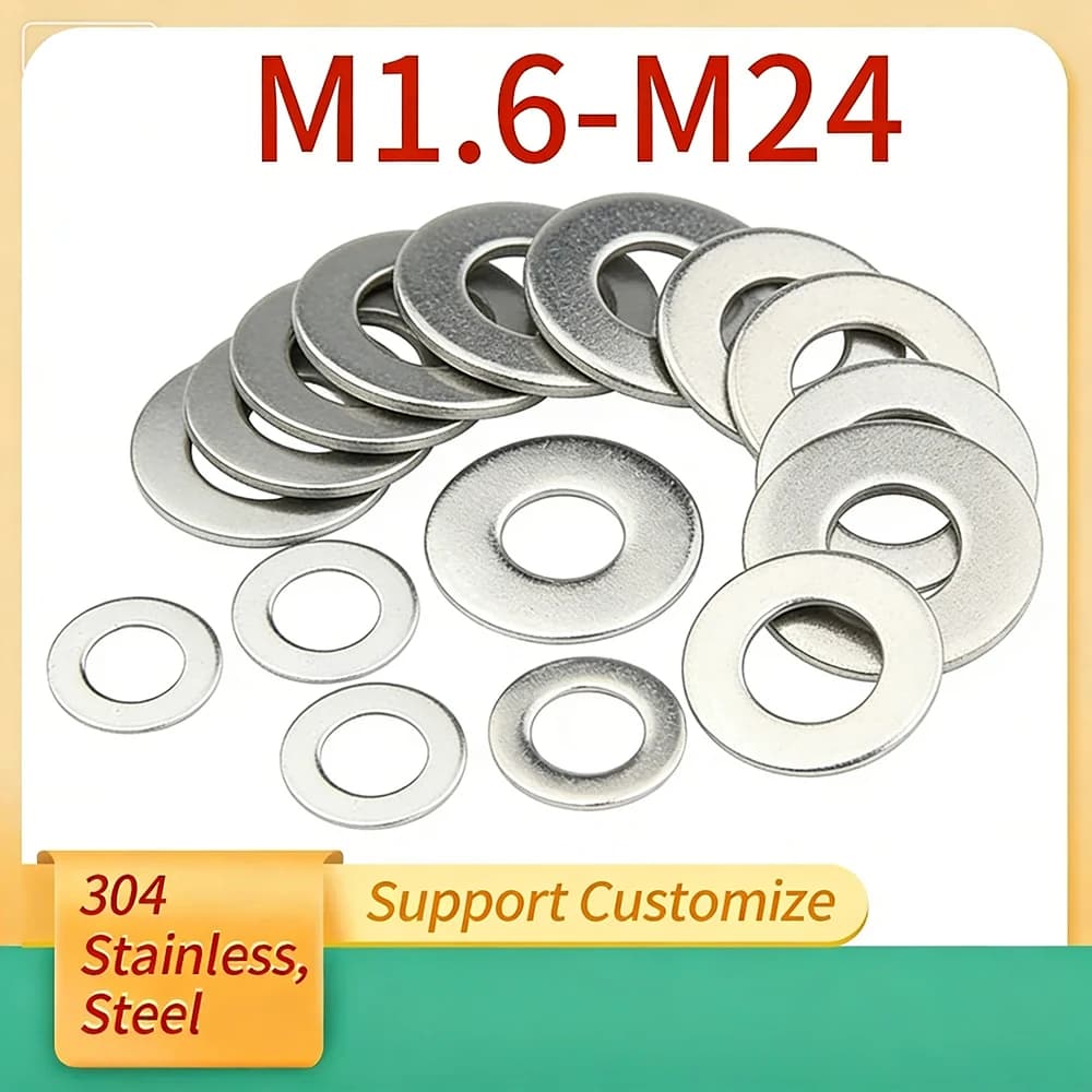 2/5/100 Pieces M1.6 M2 M2.5 M3-M24 Large Plate Washers 304 Stainless Steel, Metal Gaskets, Floor Washers, Customizable
