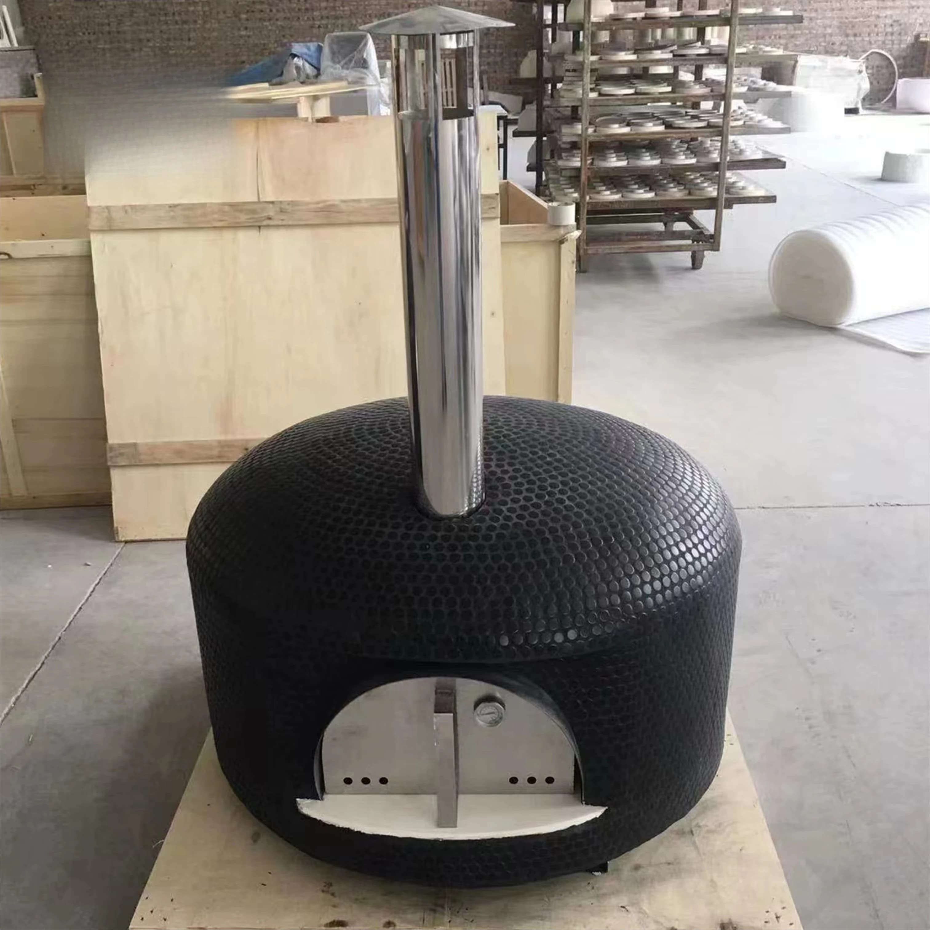 hj-CE Single Pizza Oven Wooden Box Custom Pizza Oven Newest Wood-fried Clay Pizza Ovens@
