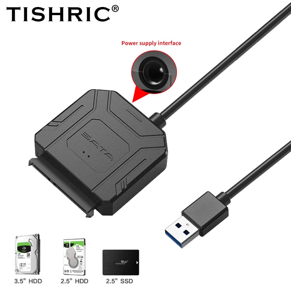 TISHRIC SATA a USB 3.0 tipo C a 7 15 cavi a 22pin alimentazione esterna per 2.5 3.5 SSD HDD Hard Disk Drive convertitore SSD 5TB 6Gbps