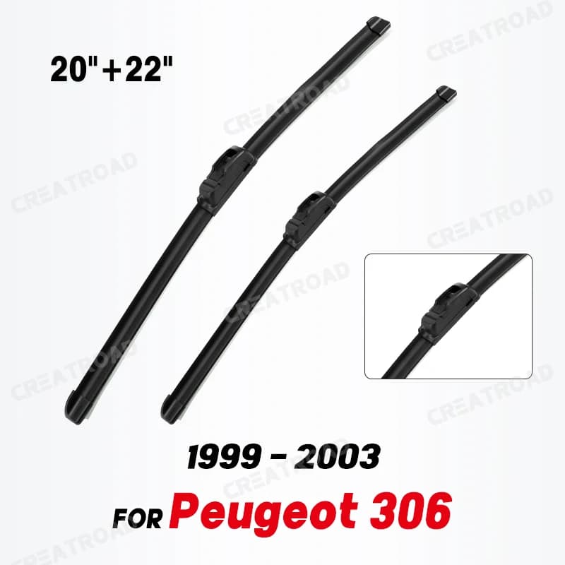 Wiper LHD Front Wiper Blades For Peugeot 306 1999 - 2003 Windshield Windscreen Clean Window Car Rain Brushes 22"+20"