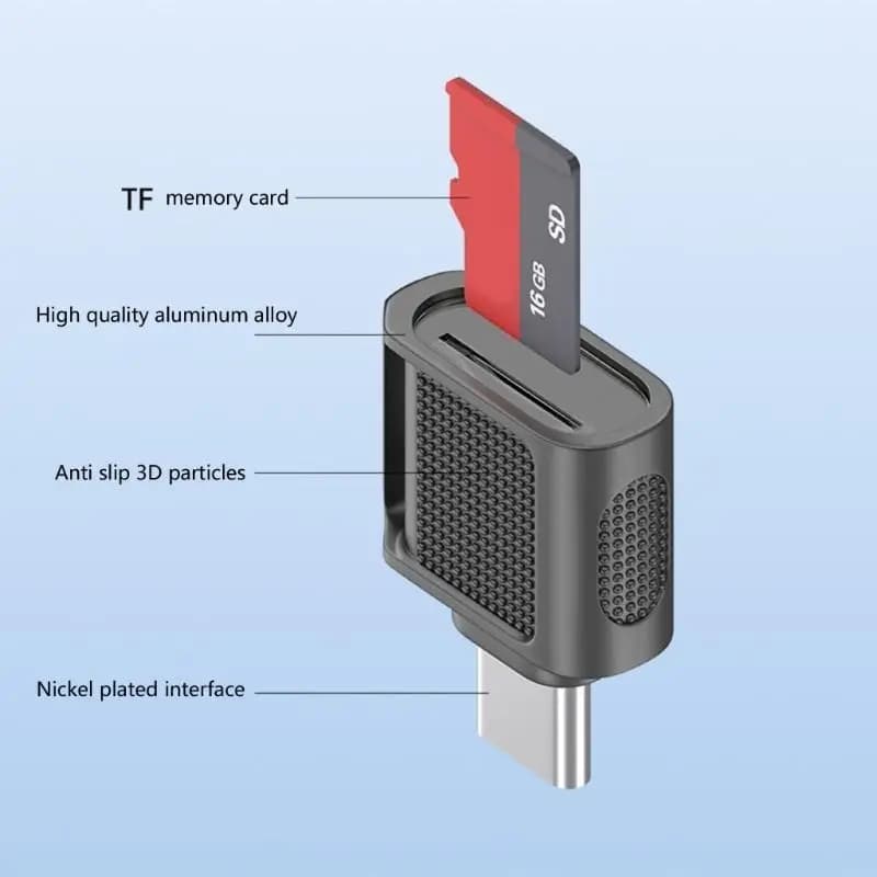 652F Adattatore per lettore schede USB Type C TF con guscio in metallo per smartphone