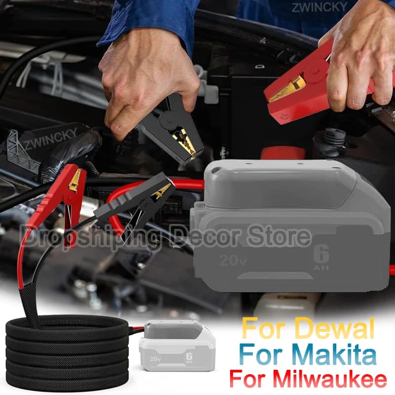 Cavi di avviamento per batterie agli ioni di litio Makita/Dewalt/Milwaukee 18V, avviatore di emergenza per auto, cavi di avviamento di emergenza per batterie auto.