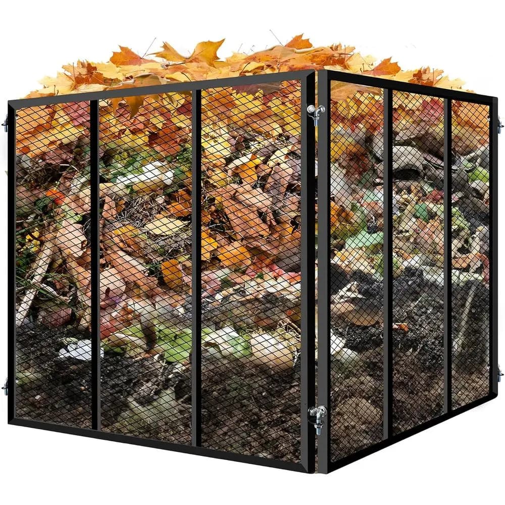 Grande contenitore per compost da esterno - Contenitori per compost in rete metallica da 158 galloni con rivestimento antiruggine, compost da giardino quadrato facile da montare