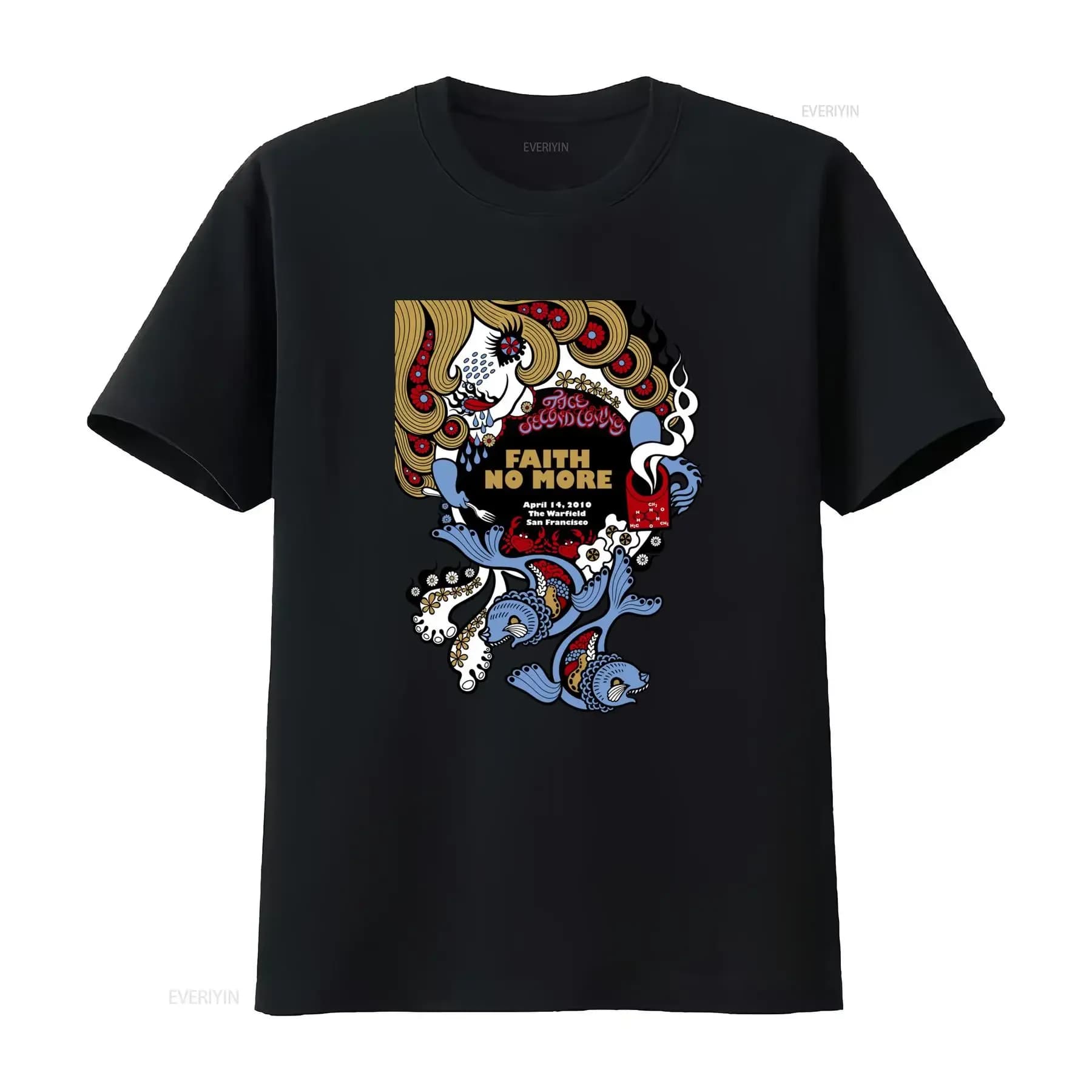 Faith No More T Shirt Face Second To Last Concert April 14 2010 The Warfield San Francisco Print Band Merch vintage Washed
