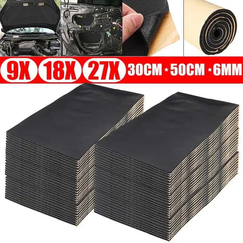 30x50 cm x 10mm Auto Suono e Isolamento termico Cotone Fonoassorbente Ammortizzante Motore Firewall Zerbino Rumore Cofano Isolamento Caldo 9/18 pz