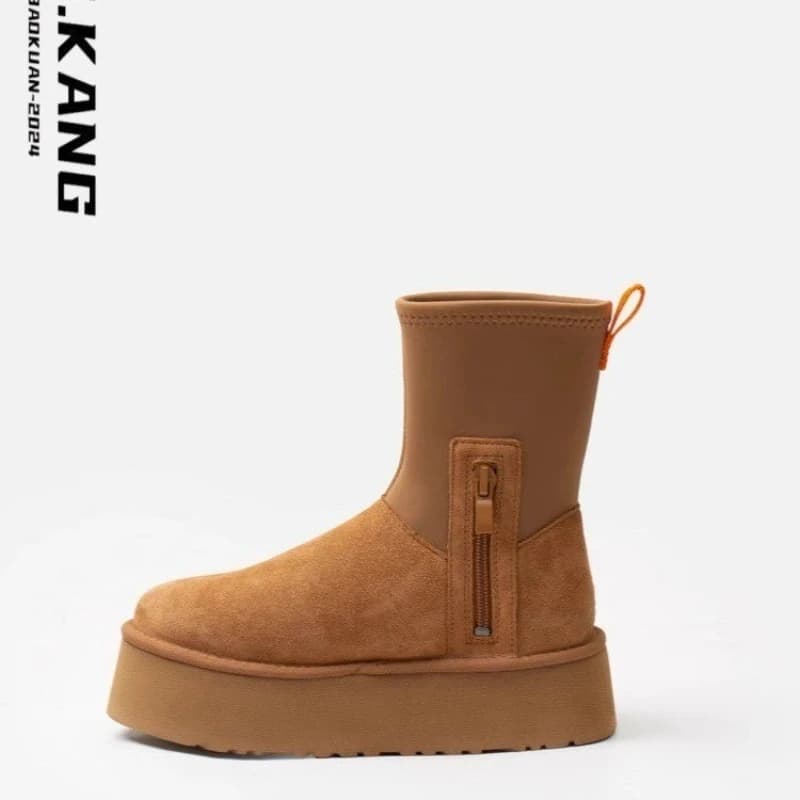2026 New Winter Women Thick Platform Snow Ankle Boots Women's Suede Cotton Boots Warm Heightening Flats Shoes Casual Boots 35-40