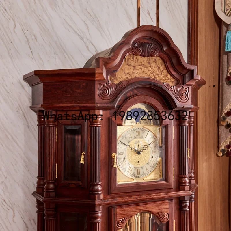 Orologio da terra meccanico per soggiorno, stile europeo, orologio a pendolo in legno massello, orologio di lusso per villa, orologio grande.