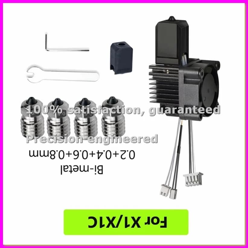 Hotend Kit for 3D Printer X1 X1C with Cooling Fan V2.0, Printing Head with Bimetallic Nozzles, 3D Printer Components - ABVP