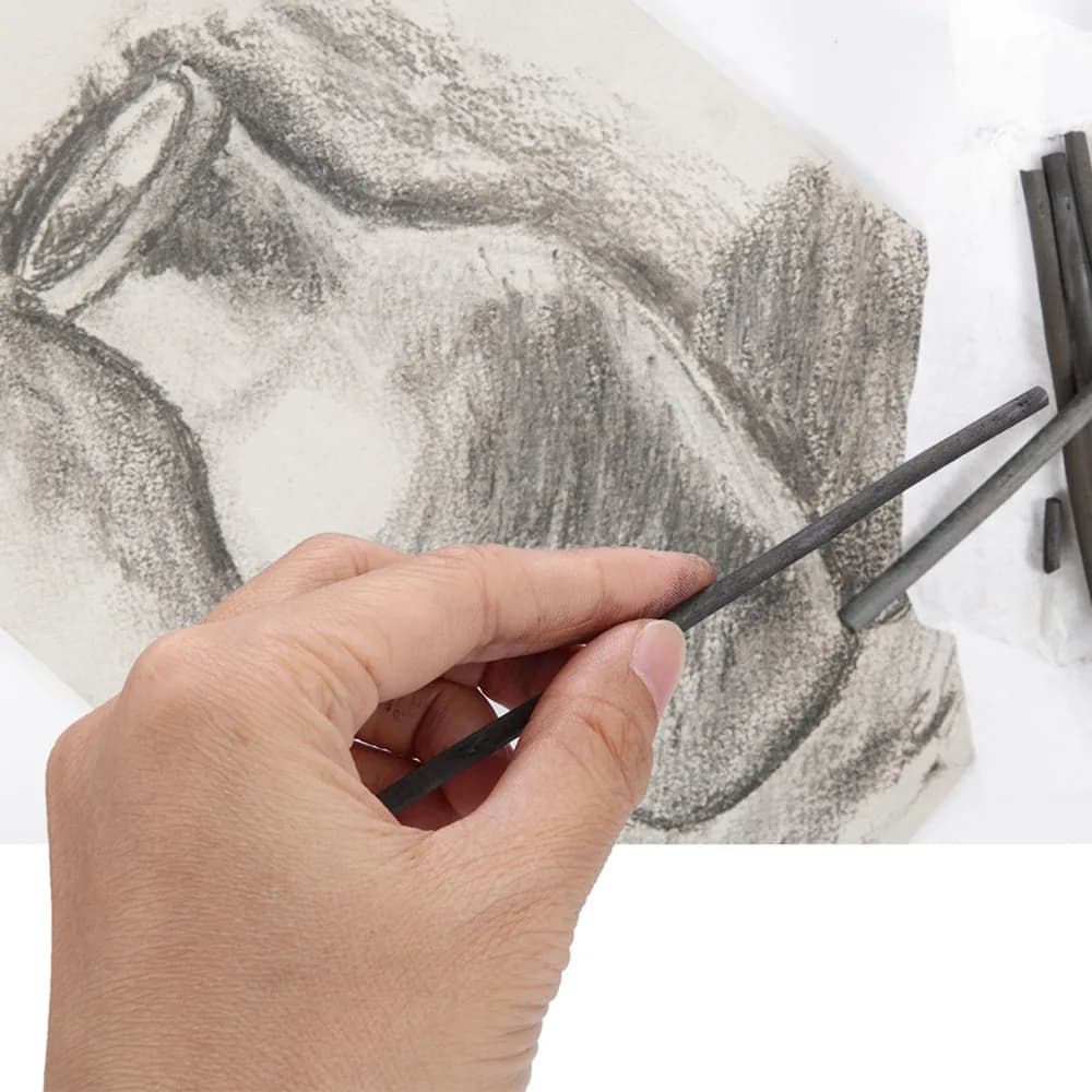 25PCS Black Charcoal Sticks Smooth Four Types Sketch Charcoal Bars Light Weight Chinese Ink Painting Charcoal