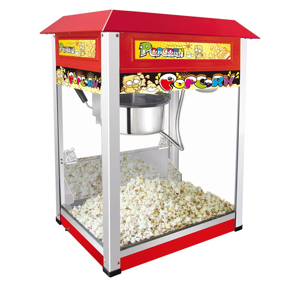 VBG802 Commercial Popcorn Machine, 8 Oz kettle, Popper theater style popcorn machine with 3 switch control, red