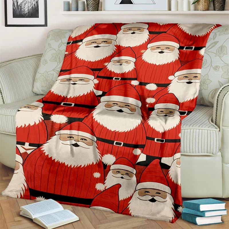 Merry Christmas Cartoon Santa Claus Christmas Tree Festival Gift Blanket,Soft Throw Blanket for Home Bedroom Bed Sofa Cover Kid