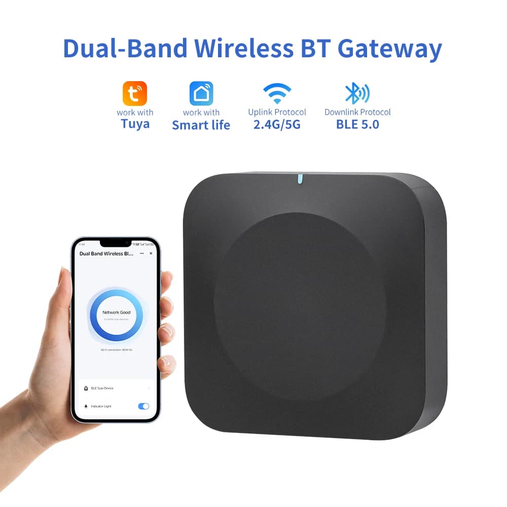 Gateway Bluetooth Dual-Band Tuya 2.4G/5G WiFi, Ripetitore Wireless per Controllo Remoto e Domotica