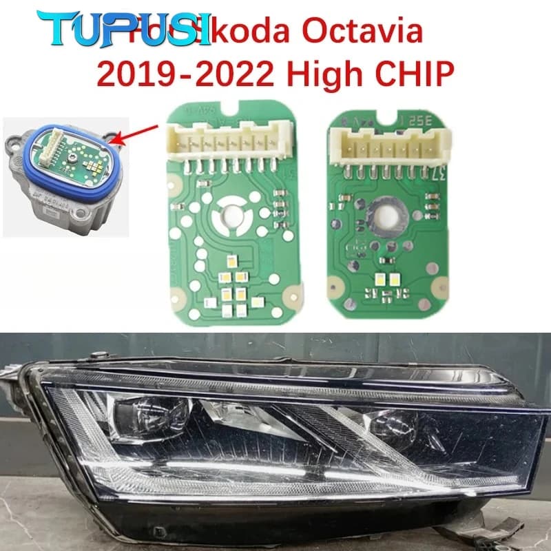 Luci Diurne per Skoda Octavia IV NX Rs 5E3941645B, Modulo Faro LED DRL CHIP 19-2022, Ballast Luce Bianca Angel Eye