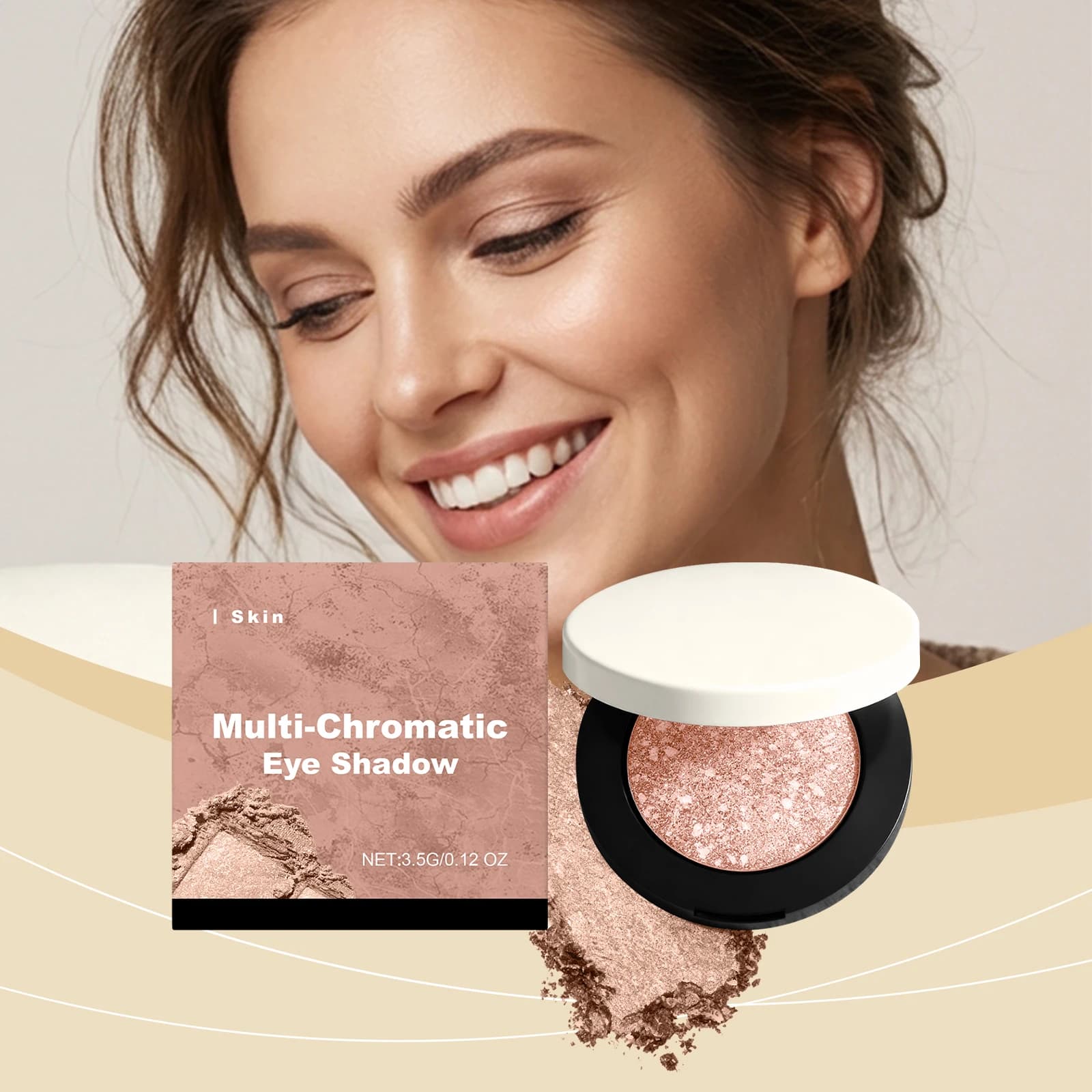 Skin-Tone Shimmering 3D Eyeshadow - Sparkly Diamond Glitter, High Pigmentation, All-Makeup Compatible