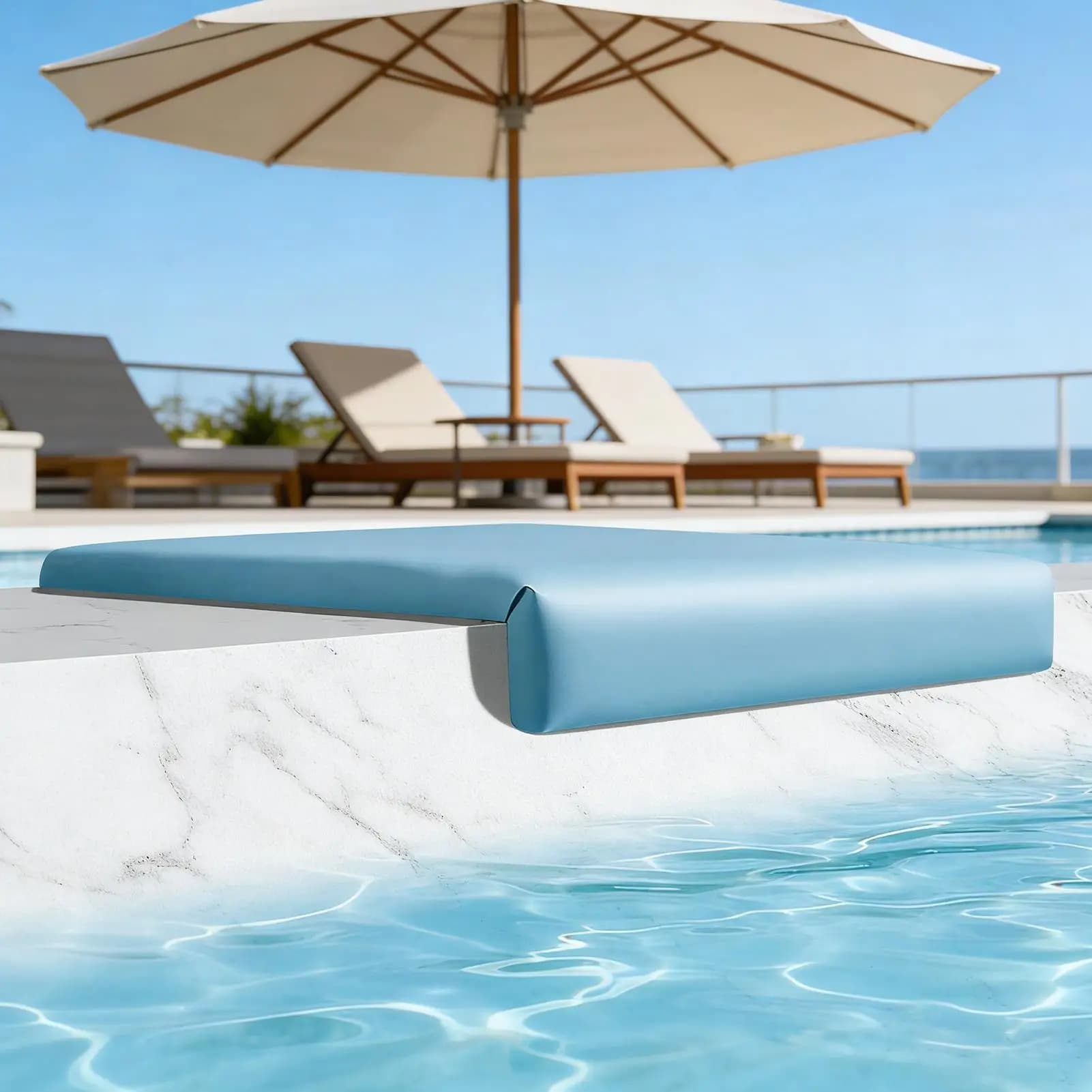 Lakeside Swimming Bench Portable Pool Chair, Soft Poolside Seating Cushion, L-Shaped Poolside Seat, Pool Stool, Non-Slip Cushion