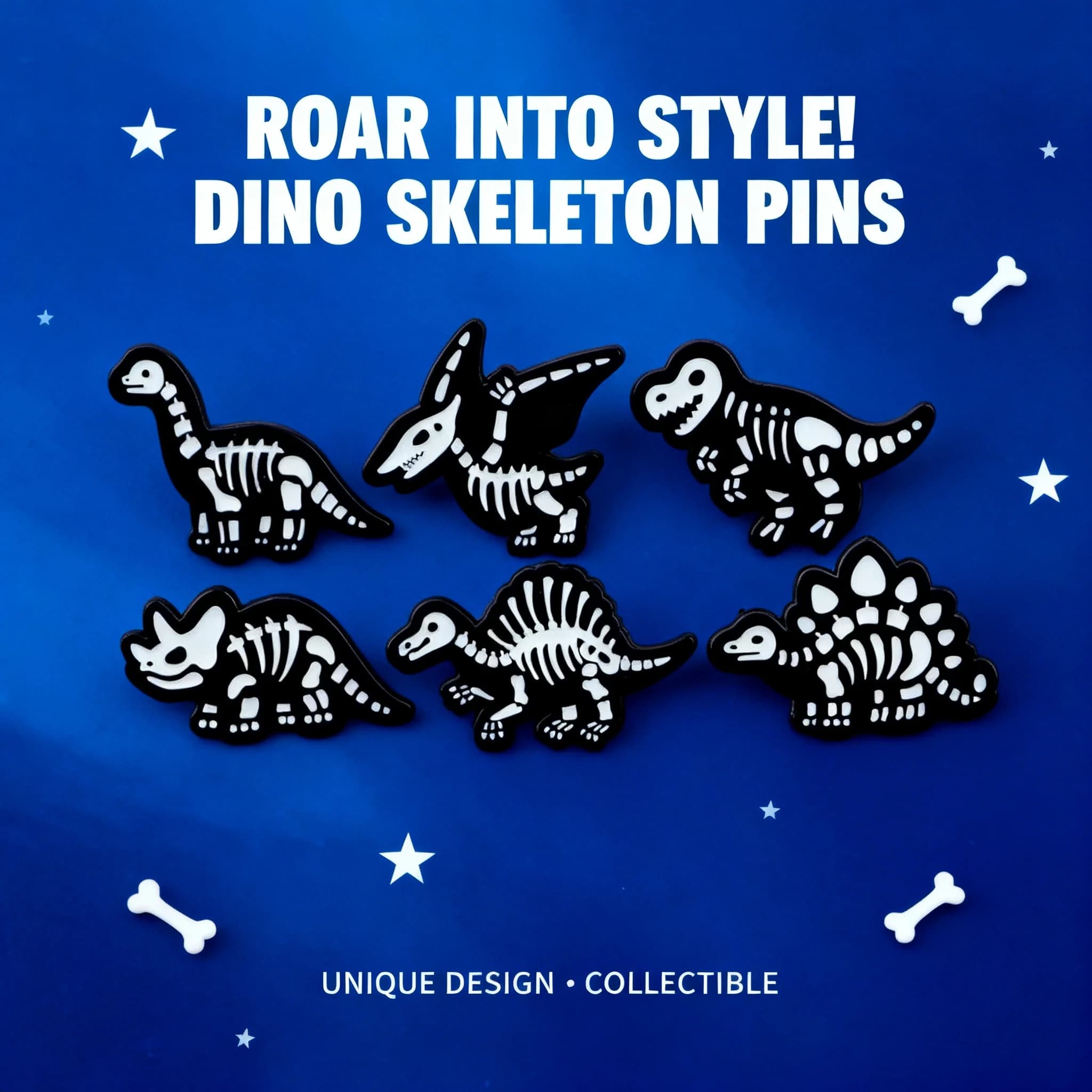 Spilla a forma di scheletro di dinosauro in lega, distintivo per abbigliamento e zaini, gioielli, articoli di moda transfrontalieri, vendita calda, pronta consegna, all'ingrosso