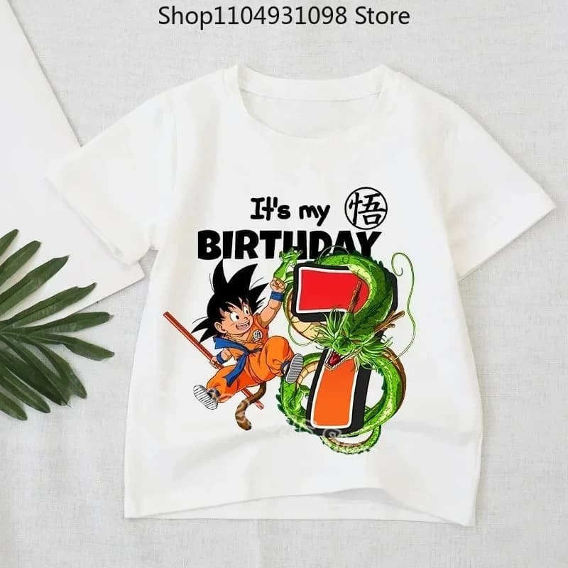 T-shirt Dragon Ball per Ragazzi, Abbigliamento con Numeri, Moda Anime Goku, Stampa Personaggi, Top Estivi Traspiranti per Bambini, Regalo di Compleanno