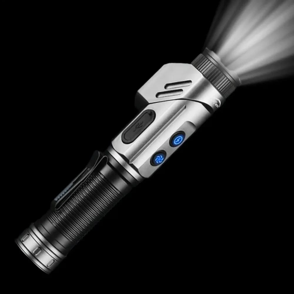 Portable LED Flashlight with Adjustable Angle 90 Degrees, USB Charging, Corner Work Lamp with Magnetic Base, External Flashlight for Maintenance
