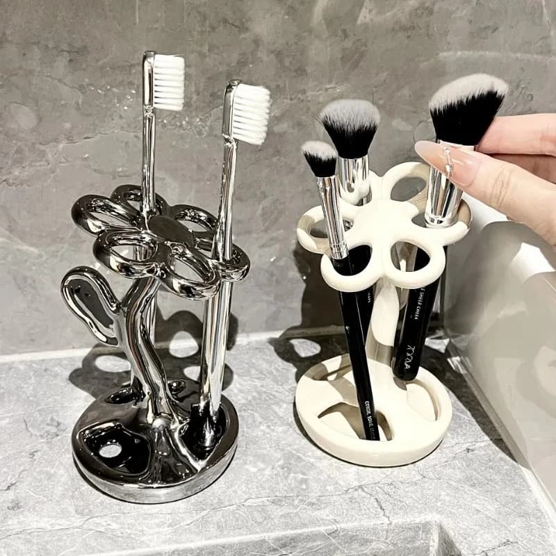 Portaspazzolino a forma di fiore Portaspazzolino Dentifricio Organizzatore da bagno Portaspazzole per trucco Accessori per il bagno Regalo BeautyTool