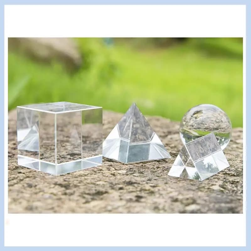 AS63-4 Set di prismi per fotografia in cristallo ottico K9, include sfera di cristallo, cubo, prisma triangolare, piramide, accessorio didattico