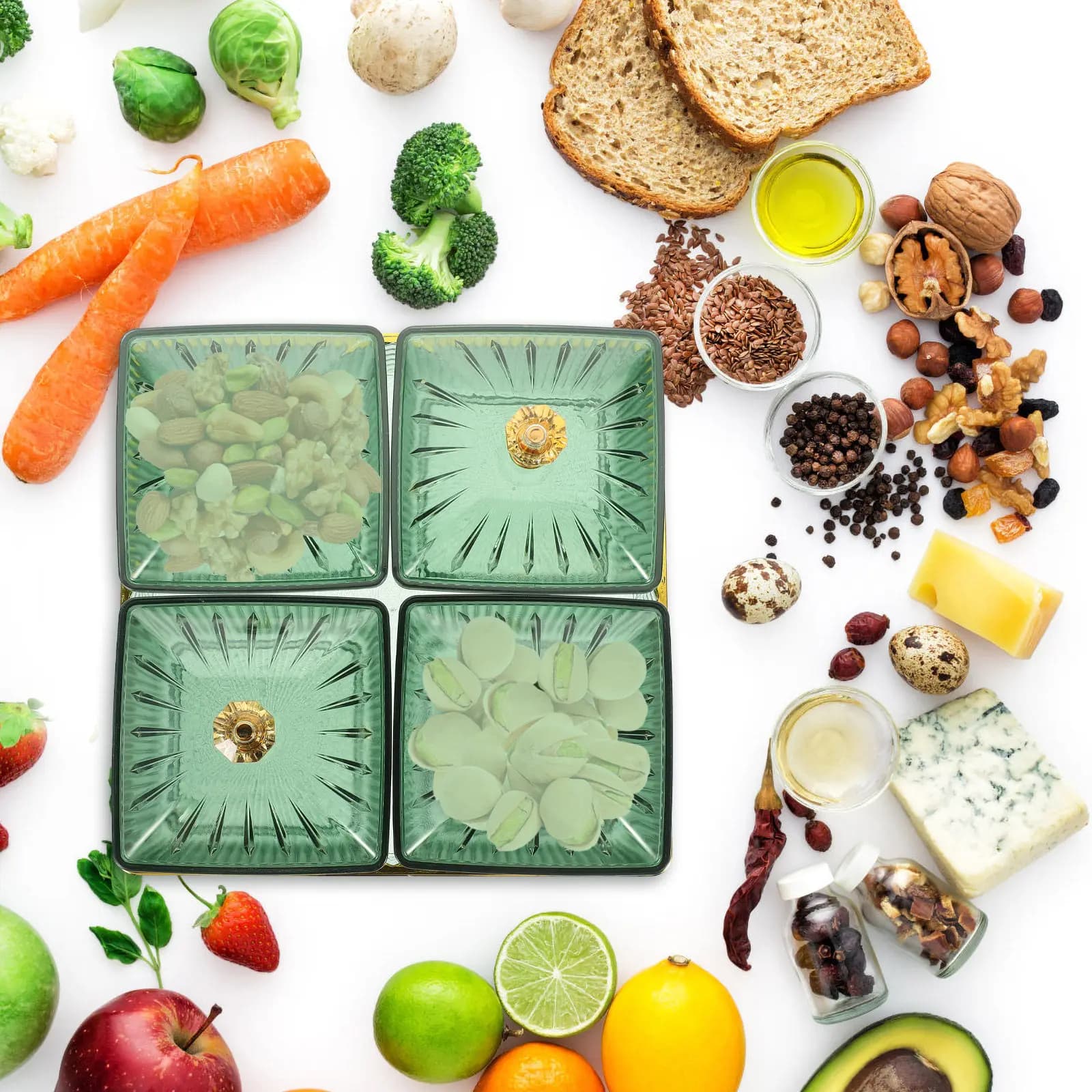 1Set Modern Ps Snack Plate with Tray for Candies Nuts Dried Fruit Dessert Serving Dish Household Food Storage Tray Creative