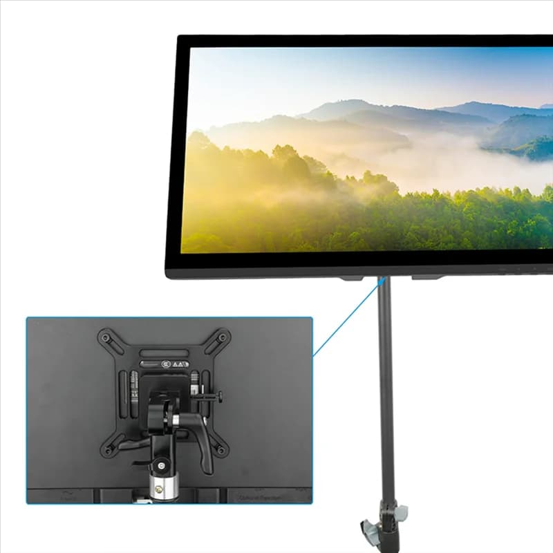 Il maggiore supporto per monitor VESA regolabile con v-lock a sgancio rapido su supporto C. Adattatore per baby pin supporta monitor da 13 a 32 pollici