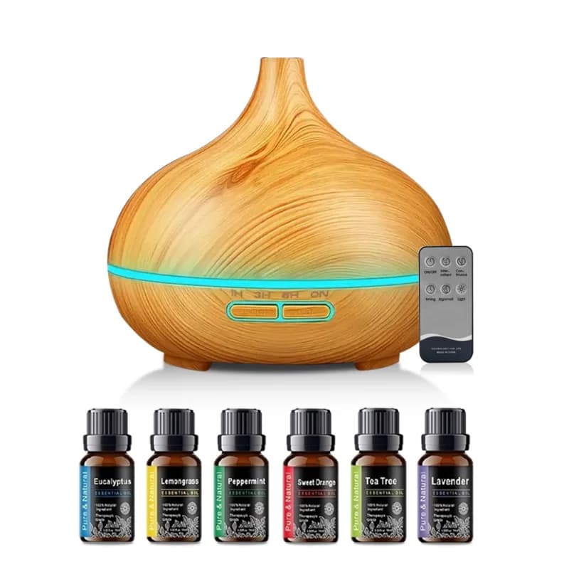 Diffusore di oli essenziali di grandi dimensioni da 16,91 once con 6 oli per aromaterapia, umidificatore a nebbia fredda ad ultrasuoni per camera da letto, ufficio, yoga, spa, V